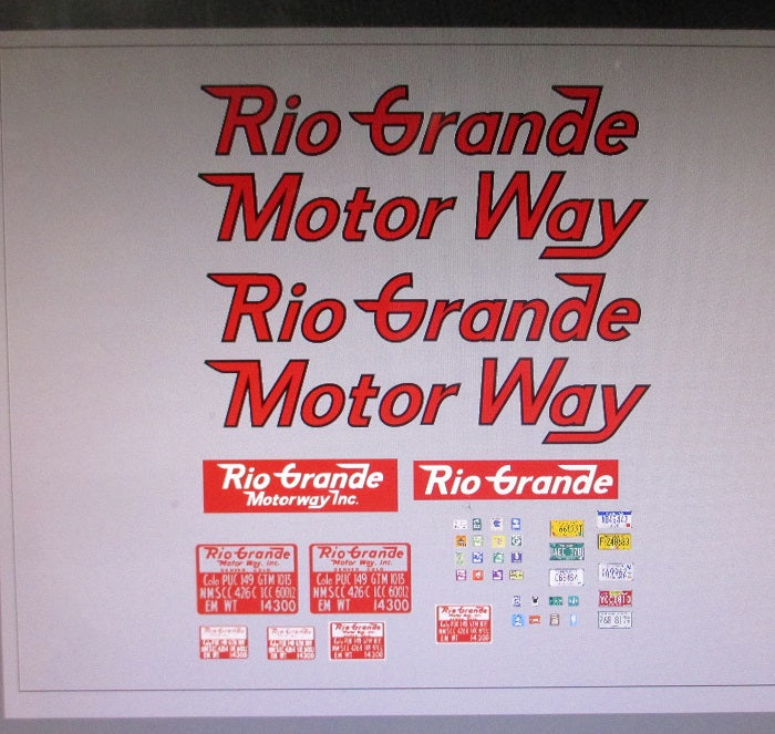 Rio Grande Motor Way (Style 1) Model Decals