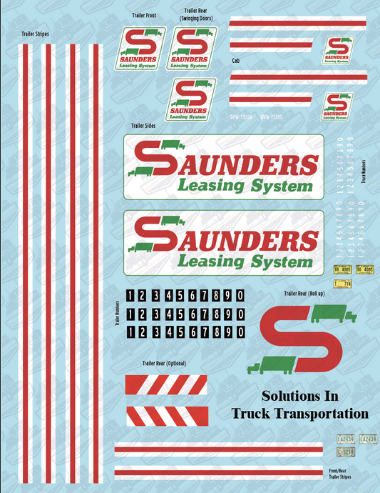 Saunders Leasing System Model Decals