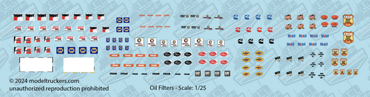 Semi Engine Oil Filter Model Decals